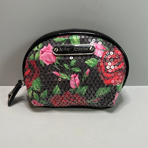 Betsey Johnson Handbags - Betsey Johnson rose pattern sequined cosmetic bag